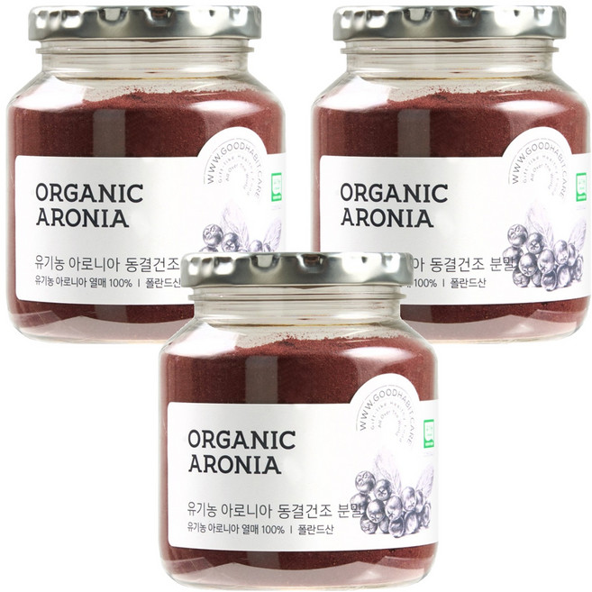 착한습관 유기농 아로니아 동결건조 분말, 3개, 150g