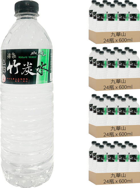 九華山 湧泉竹炭水, 600ml, 96瓶