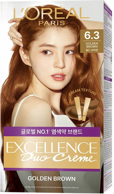 로레알파리 엑셀랑스 듀오크림 나눠쓰는 새치염색 염모제, 6.3호 골드 브라운, 1개