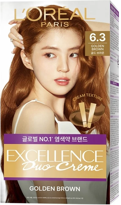 로레알파리 엑셀랑스 듀오크림 나눠쓰는 새치염색 염모제, 6.3호 골드 브라운, 1개 - 쿠팡