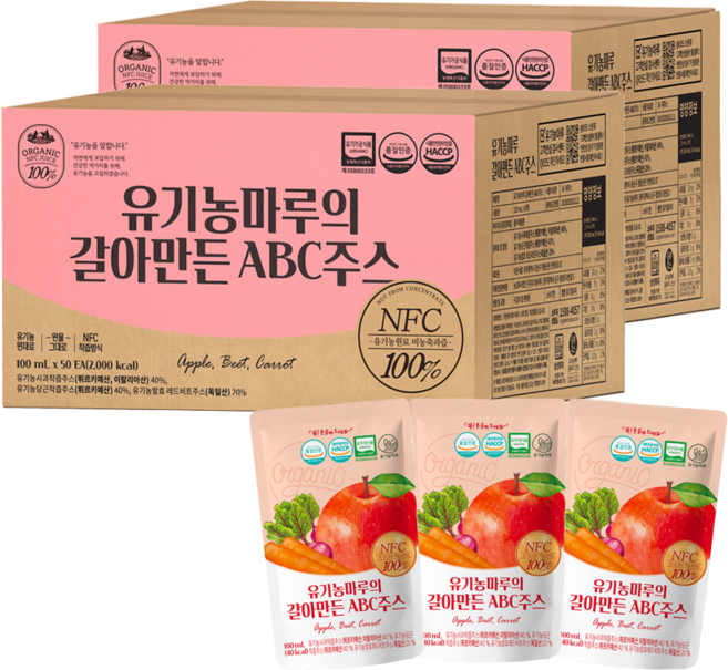 유기농마루 갈아만든 ABC 주스, 100ml, 100개