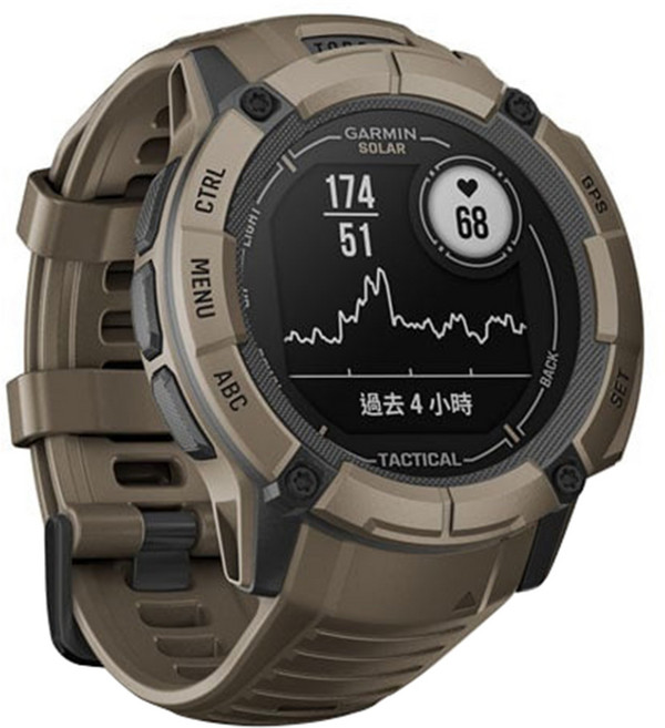 GARMIN INSTINCT 2X Solar 本我系列 太陽能GPS腕錶 軍事戰術版 50mm, 郊狼棕, 1個