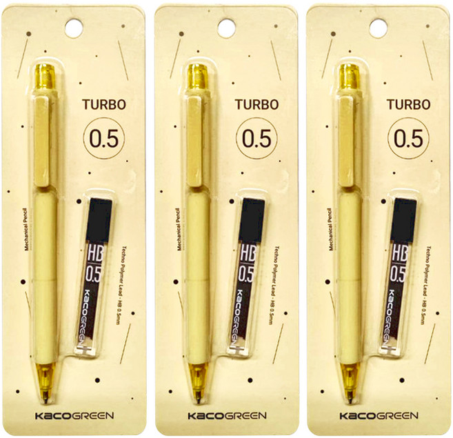 KaCO TURBO彩虹 HB自動鉛筆筆芯組 黃, 0.5mm, 3組