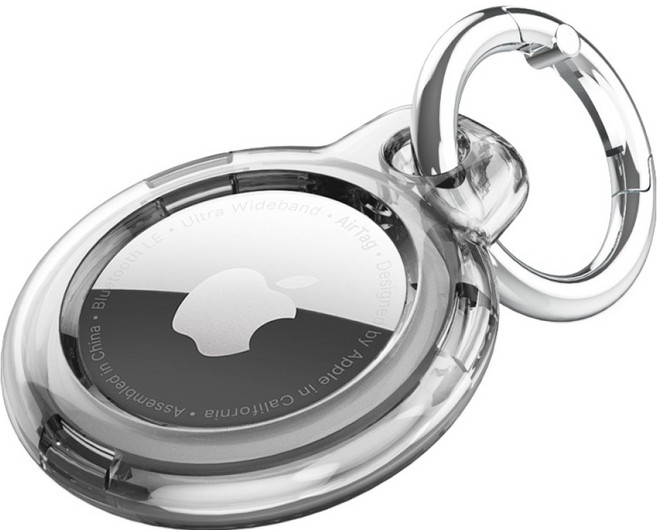 신지모루 에어태그 홀더 360 측면보호 PC 슬림하드 커버 케이스, 블랙 클리어, 1개