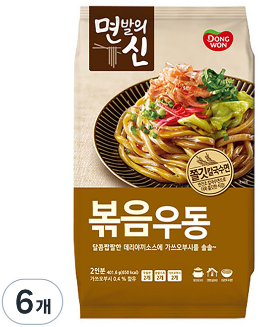 동원 면발의신 볶음우동 2인분, 401.6g, 6개