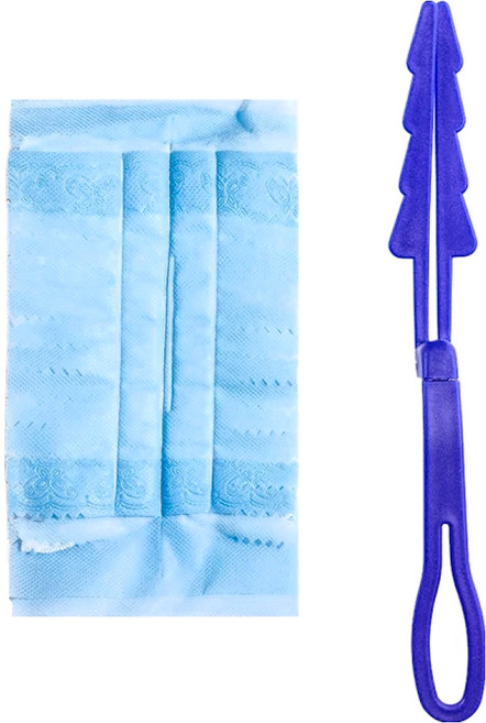 一次性靜電除塵氈 附手柄 PE PP 超細纖維 藍色 9.5x6cm, 1組