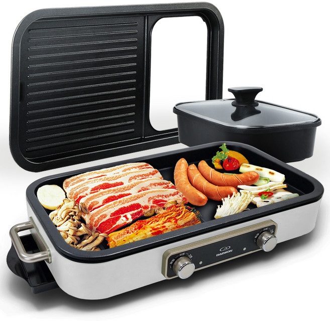 대원가전 와이드 가정용 캠핑용 반반 전골 멀티 그릴, DW-MG4827(아이보리)