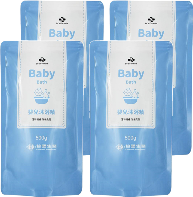 台塑生醫 Dr's Formula 嬰幼童沐浴精 補充包, 500g, 4包