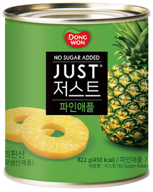 동원 JUST 저스트 노슈가 파인애플 통조림, 1개, 822g