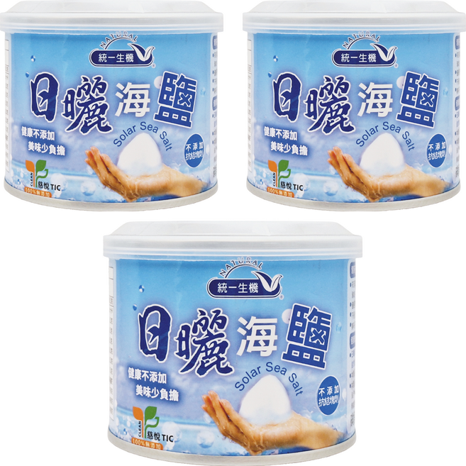 統一生機 日曬海鹽小罐, 300g, 3罐