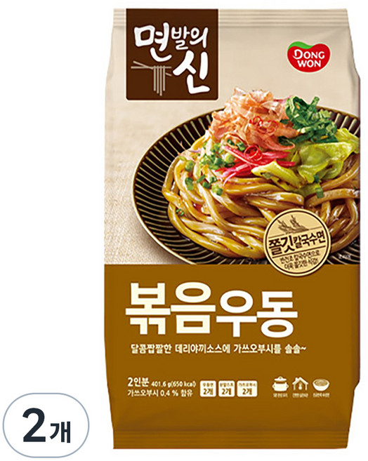 동원 면발의신 볶음우동 2인분, 401.6g, 2개