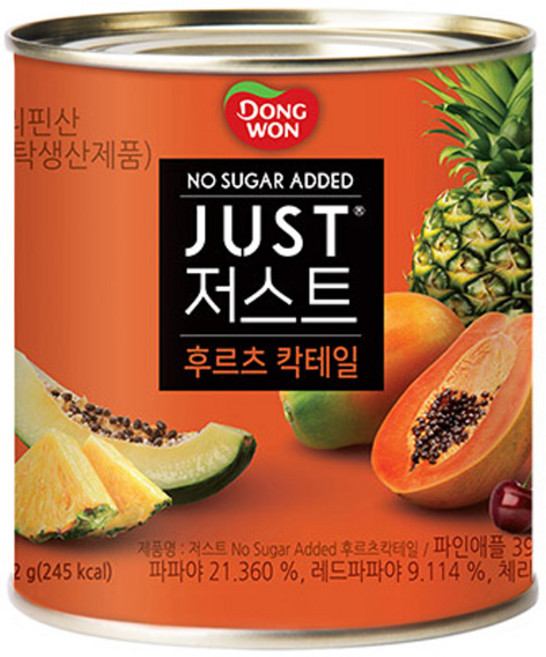 동원 JUST 저스트 노슈가 후르츠 칵테일 통조림, 1개, 822g