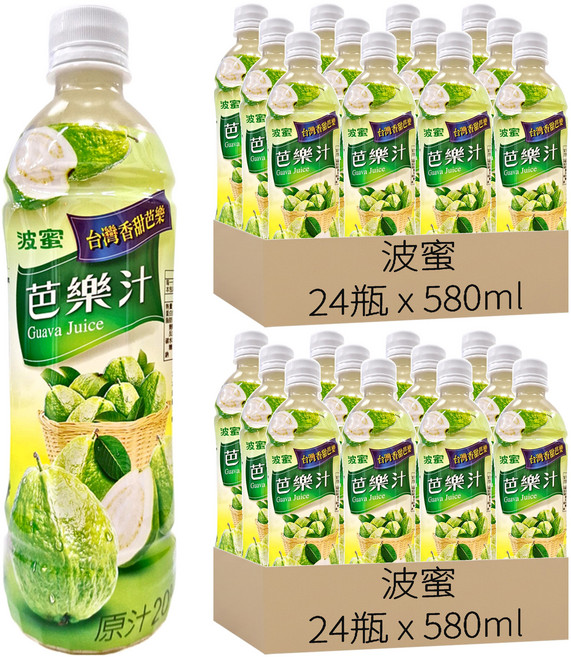 波蜜 含C芭樂汁, 580ml, 48瓶