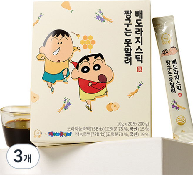 려원담 짱구는못말려 배도라지 스틱, 200g, 3박스