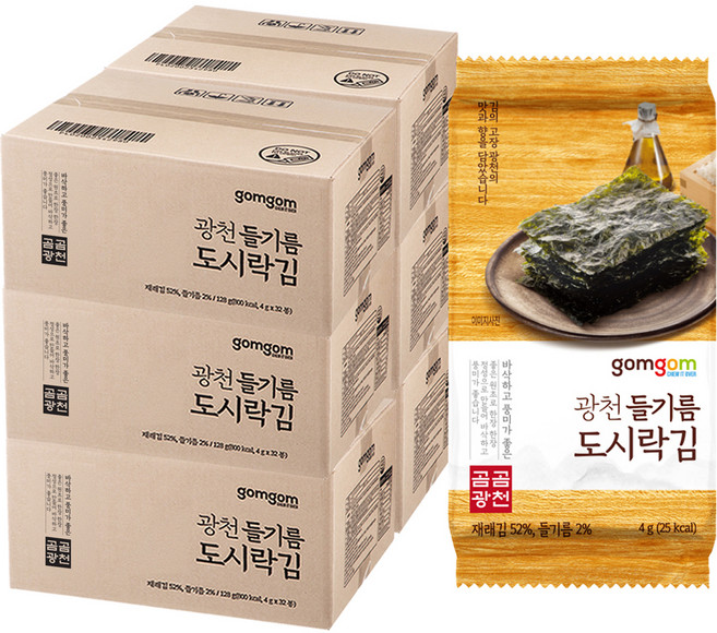 곰곰 광천 들기름 도시락김, 4g, 192개
