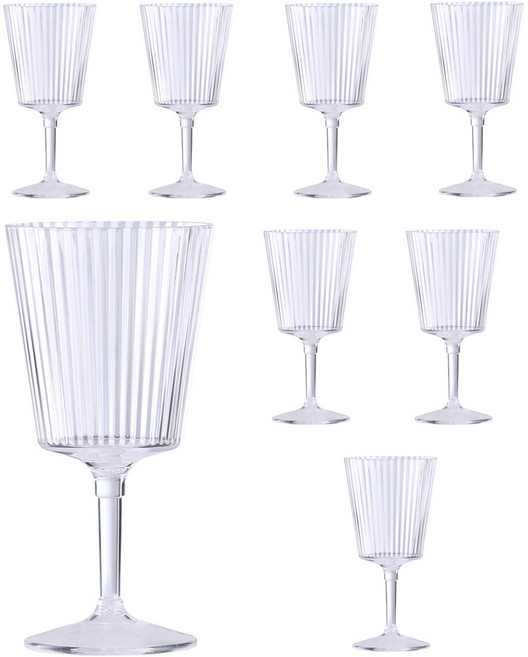 다회용 플라스틱 와인잔, 8개, 400ml