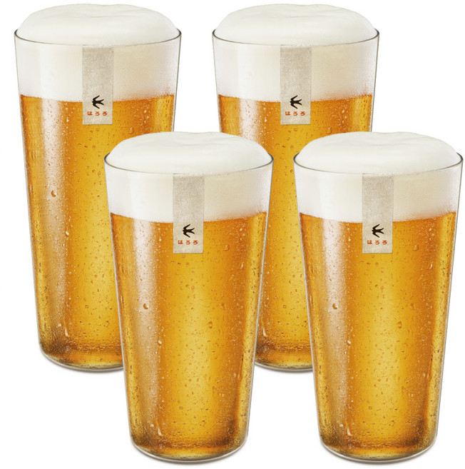 하로로 호로요이 시즈쿠 울트라 슬림 글래스 유리 맥주잔 2종 x 2p 세트, 1세트