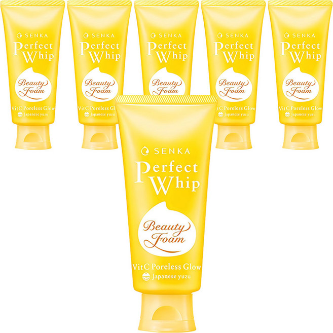 Senka NEW Perfect Whip 維生素 C 無孔煥彩潔面泡沫, 6個, 100g