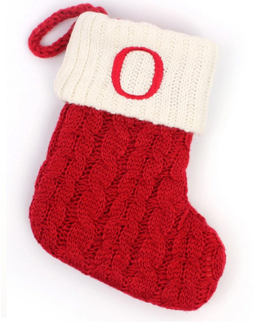 聖誕紅刺繡字母聖誕襪, 字母O 紅色, 1個