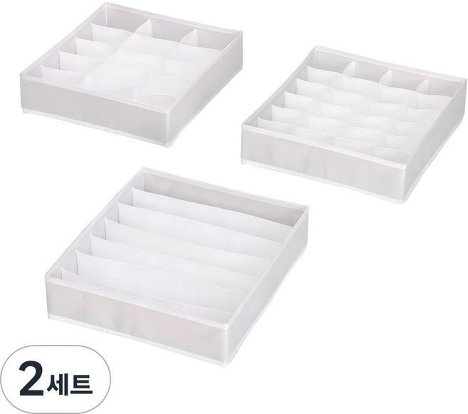 코멧 홈 프리미엄 속옷 정리함 3종(7칸+15칸+24칸), 화이트, 2세트