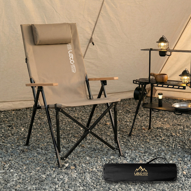 레토 각도조절 릴렉스 접이식 롱 캠핑의자, 브라운, 1개
