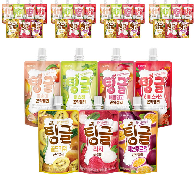 RAWEL 7種口味 低卡蒟蒻果凍飲組 水蜜桃口味 130g 5入+養樂多口味 130g 5入+芒果口味 130g 5入+麝香葡萄口味130g 5入+荔枝口味 80g 5入+黃金奇異果口味 80g 5入+百香果口味 80g 5入, 1組