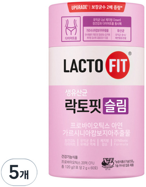 종근당건강 락토핏 슬림 유산균 60p, 120g, 5개