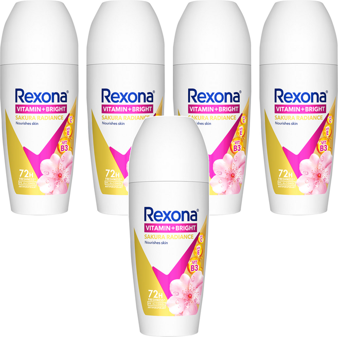 Rexona 蕊娜 制汗爽身香體露 完美透亮櫻花, 45ml, 5瓶
