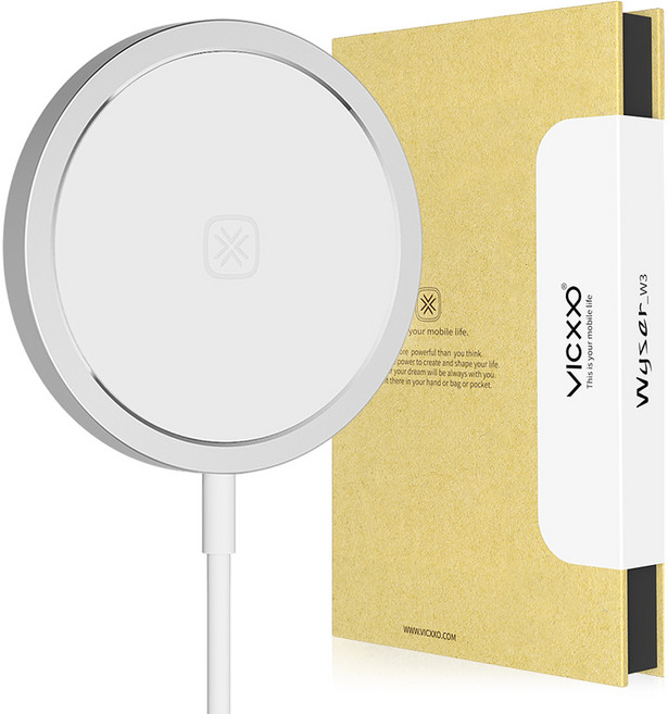 빅쏘 15W 고속 무선 아이폰 맥세이프 충전기, 1개, 실버