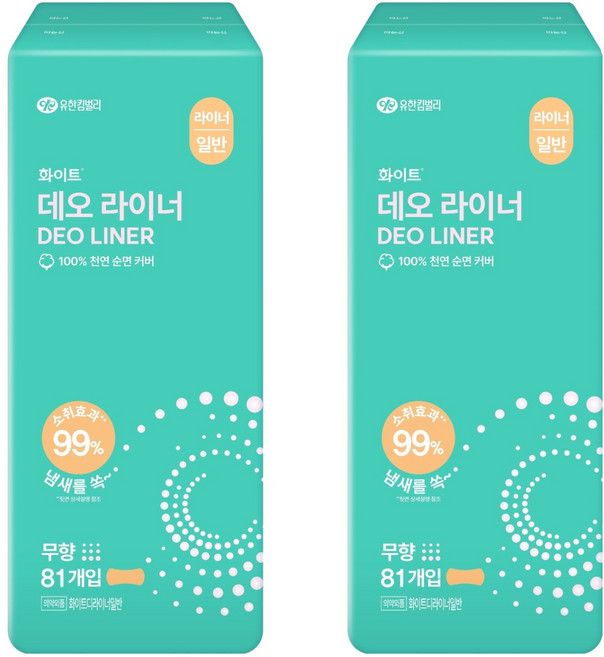 화이트 데오 팬티라이너, 일반, 81개입, 2개
