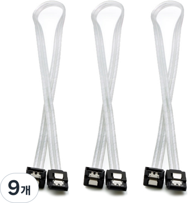 SATA3 6Gb/s L型鎖扣傳輸線 透明白色 ML-S3LLW, 9個, 0.5m
