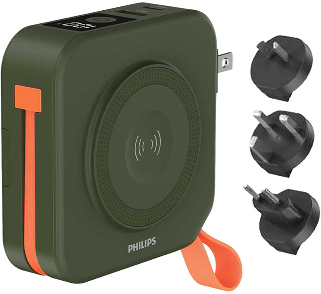 PHILIPS 飛利浦 FunCube 2.0多合一磁吸行動電源 附轉接頭 3個, DLP4348C-G, 綠色