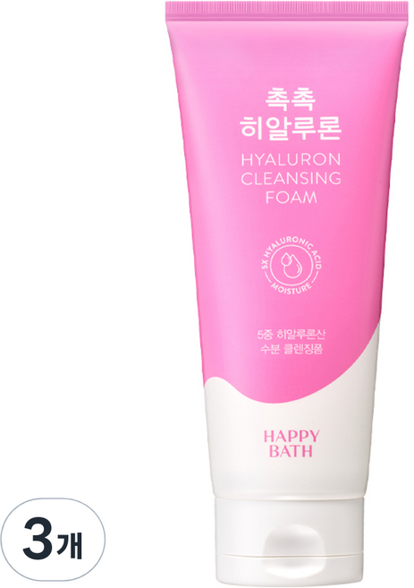 해피바스 촉촉 히알루론 클렌징 폼, 200g, 3개