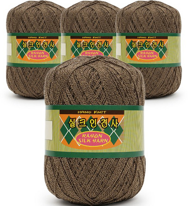 필립섬유 쎄비 실크 인견사 뜨개실 90g x 4p, 827 메란지다크브라운, 4개