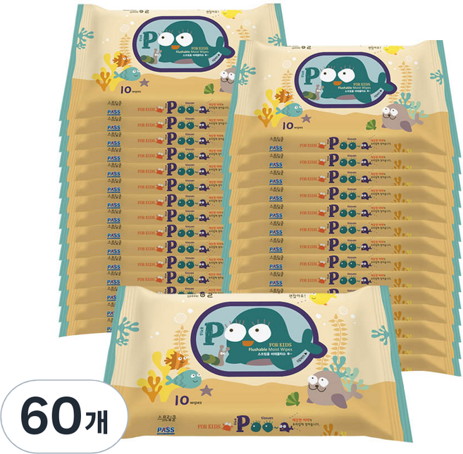 스프링클 푸 비데티슈 휴대형, 70g, 10개입, 60개