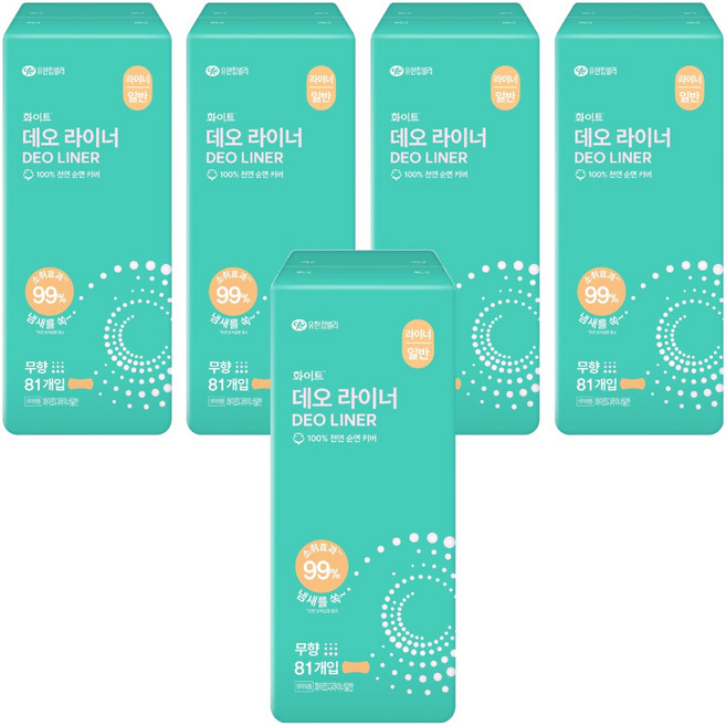 화이트 데오 팬티라이너, 일반, 81개입, 5개