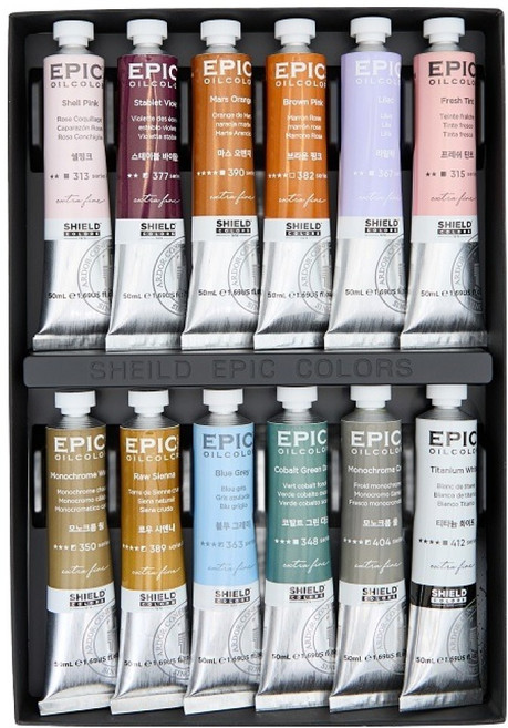 쉴드 에픽 유화물감 C세트, 50ml, 12색