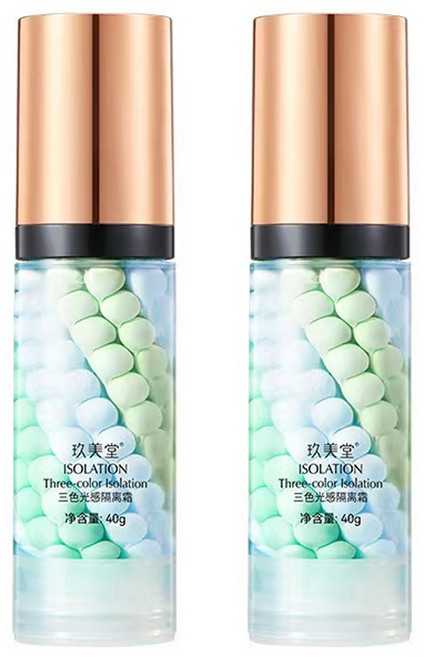 JOMTAM 玖美堂 三色彩虹修顏保濕隔離霜/妝前乳/素顏霜 光感, 淺青色 + 淺藍色 + 淺綠色, 2罐