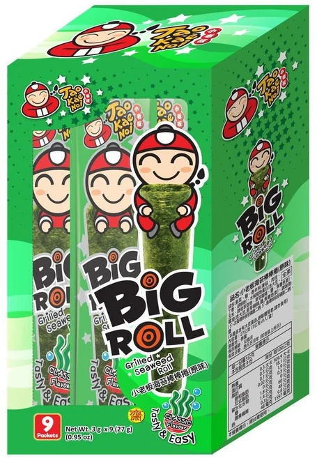 TAO KAE NOI 小老板 CRISPY SEAWEED ORIGINAL 海苔棒棒捲 原味, 27g, 1盒