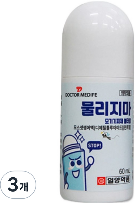 일양약품 물리지마 모기기피제 모스넷썸머액 볼타입 60ml, 3개