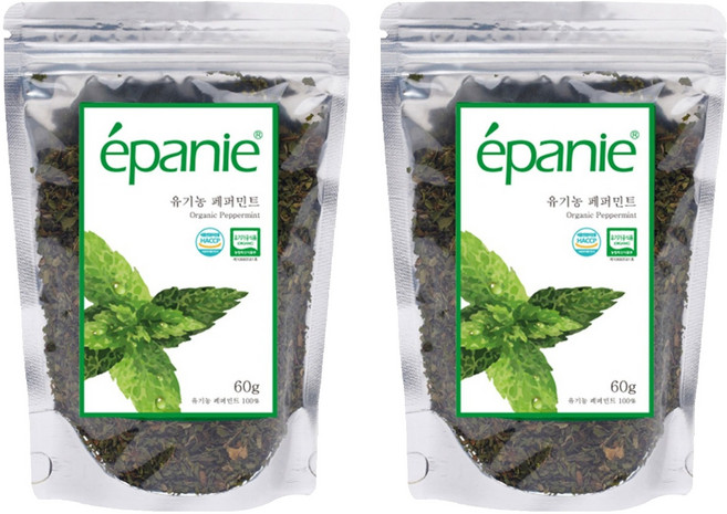 에빠니 유기농 페퍼민트 티 리필, 60g, 2개, 1개입
