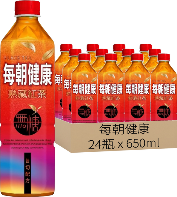 每朝健康 熟藏紅茶 無糖, 650ml, 24瓶