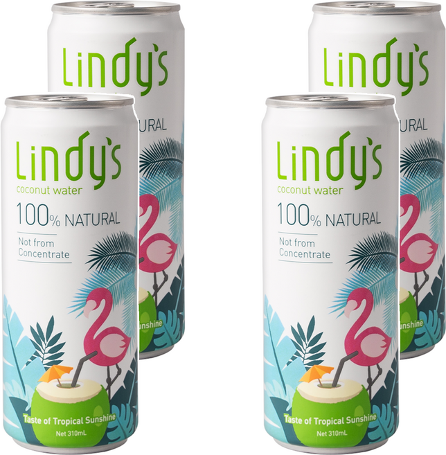 Lindy's 100%原味椰子水, 310ml, 4罐