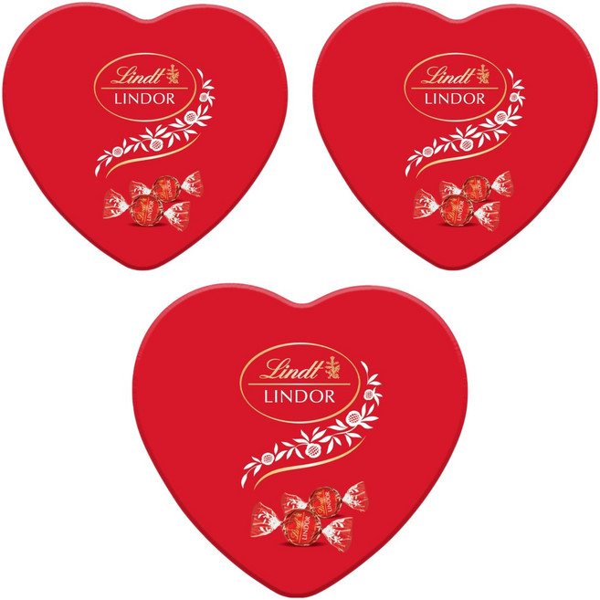 Lindt 瑞士蓮 LINDOR Lindor 愛心鐵盒巧克力 8入, 100g, 3個