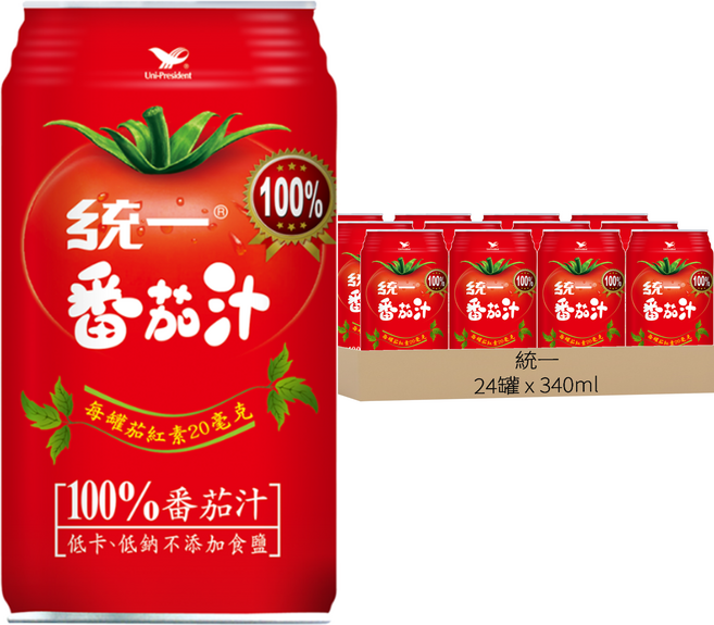 統一 蕃茄汁, 340ml, 24罐