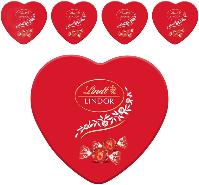 Lindt 瑞士蓮 LINDOR Lindor 愛心鐵盒巧克力 8入, 100g, 5個
