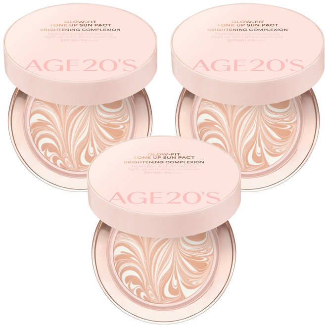AGE20'S 光澤服貼防曬粉餅 SPF50+ PA++++, 3個, 12.5g