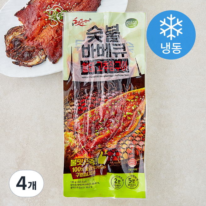 바다소리 햇구어 숯불 바비큐 황태 고추장구이 (냉동), 4개, 120g