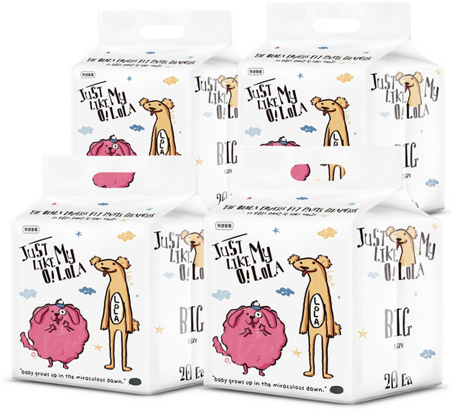 OLOLA 러버스핏 팬티기저귀 아동용, 빅형(Big), 80매