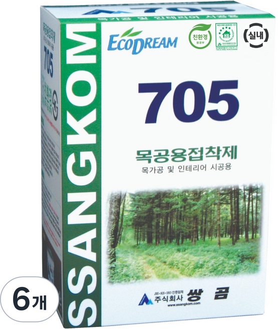 쌍곰 705 목공용 접착제 800g, 6개